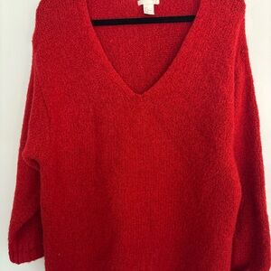 H&M Women's Red V-Neck Sweater